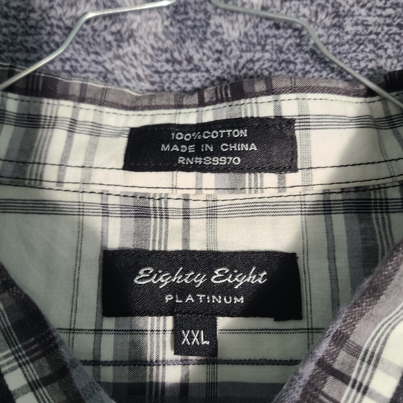 Eighty Eight Platinum Plad Button-up Shirt XXL 100% Cotton - Picture 2 of 9